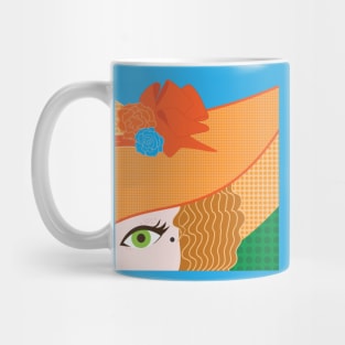 Pop Art Cartoon Girl Eye Straw Hat Vintage 1960's Mug